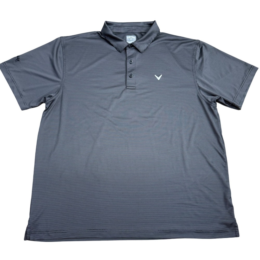 Callaway Grey Striped Golf Polo Shirt Mens Size XL Lightweight Casual